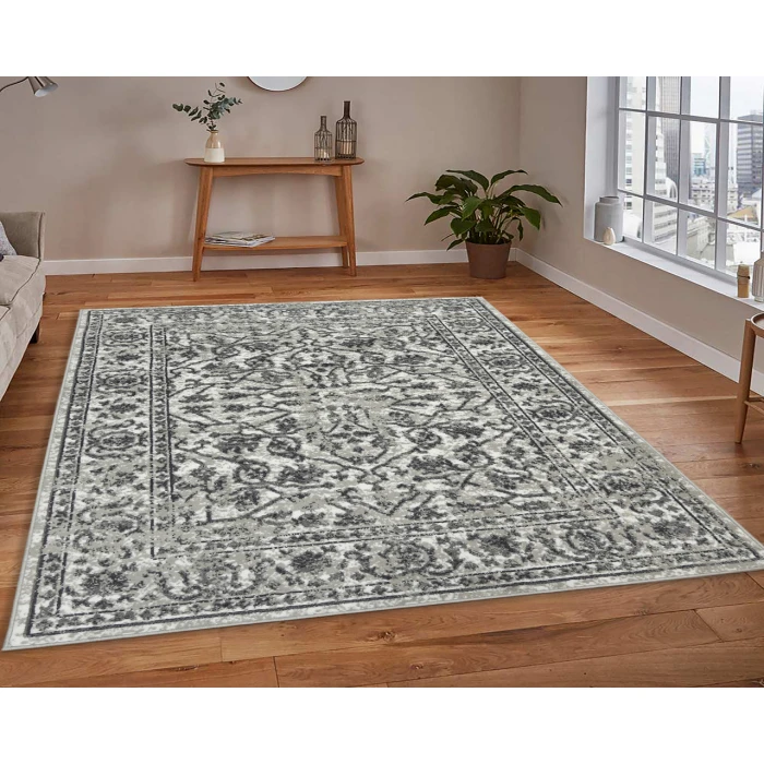 Alpine Fany Dark Gray Bordered Area Rug