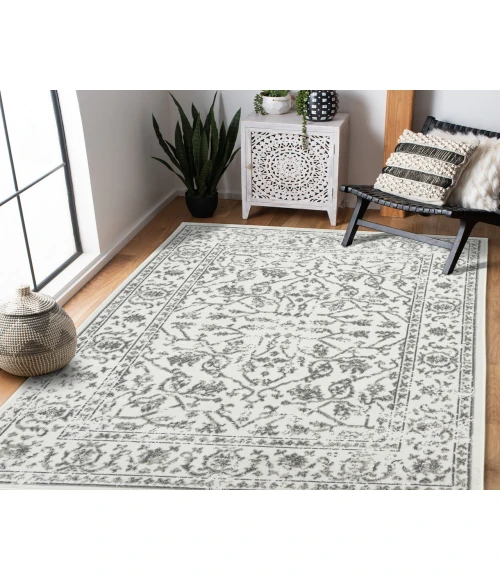 Alpine Fany Light Gray Bordered Area Rug