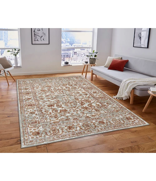 Alpine Fany Orange/Gray Bordered Area Rug