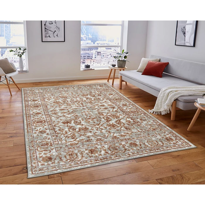 Alpine Fany Orange/Gray Bordered Area Rug