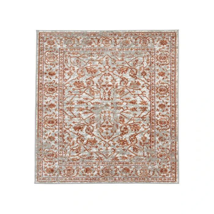 Alpine Fany Orange/Gray Bordered Area Rug