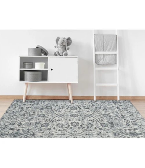 Amer Alexandria Ivey Light Blue Floral Area Rug 7'9"x9'9"