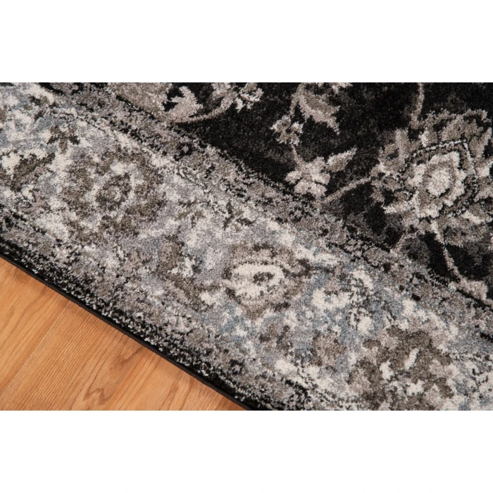 Amer Alexandria Cheally Black Bordered Round Rug 6'7"x6'7"