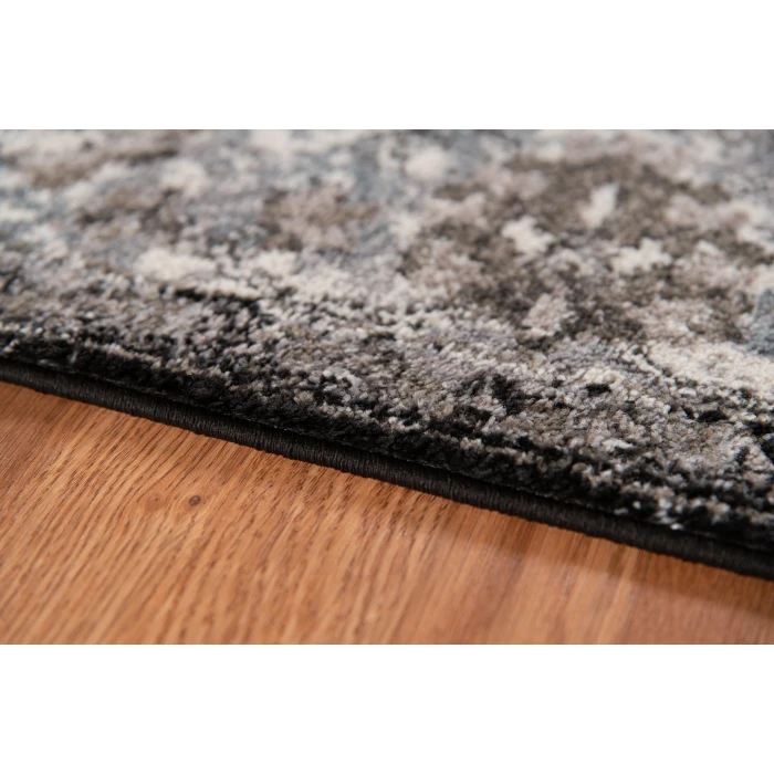 Amer Alexandria Cheally Black Bordered Round Rug 6'7"x6'7"