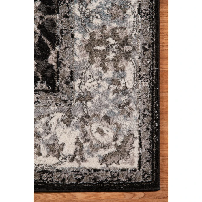 Amer Alexandria Cheally Black Bordered Round Rug 6'7"x6'7"