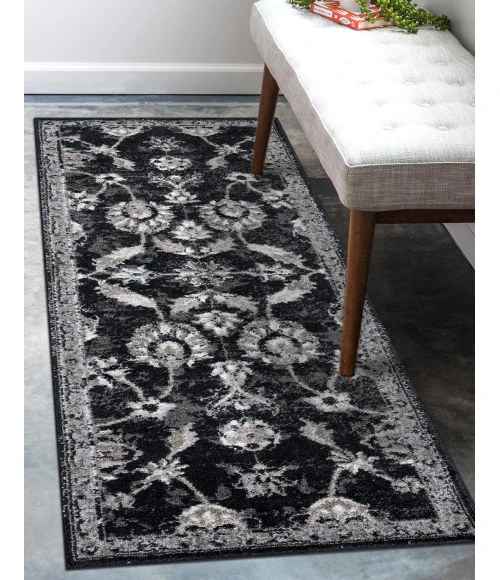 Amer Alexandria Cheally Black Bordered Runner Rug 2'x6'