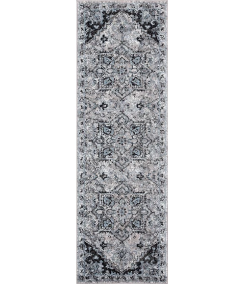 Amer Alexandria Chaves Gray Medallion Runner Rug 2'x6'