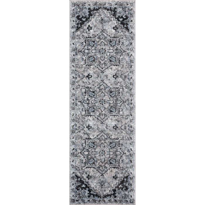 Amer Alexandria Chaves Gray Medallion Runner Rug 2'x6'