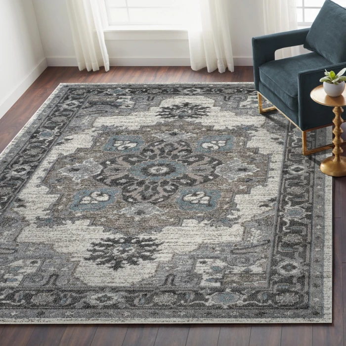 Amer Alexandria Earley Taupe Medallion Area Rug 5'1"x7'6"