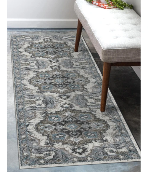 Amer Alexandria Earley Taupe Medallion Runner Rug 2'x6'