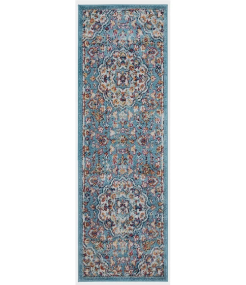 Amer Alexandria Prescott Blue Medallion Runner Rug 2'x6'