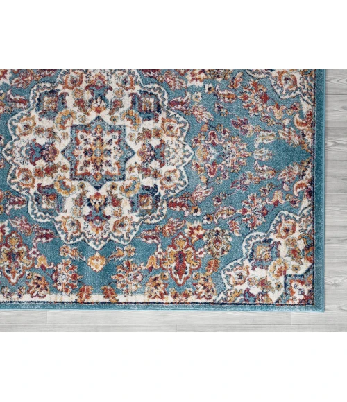 Amer Alexandria Prescott Blue Medallion Area Rug 7'9"x9'9"