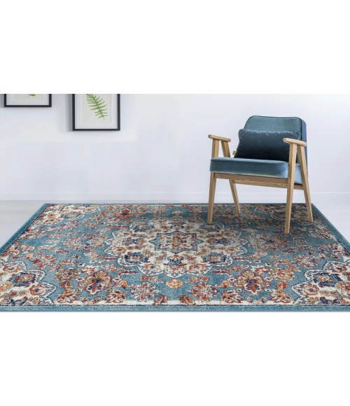Amer Alexandria Prescott Blue Medallion Area Rug 7'9"x9'9"