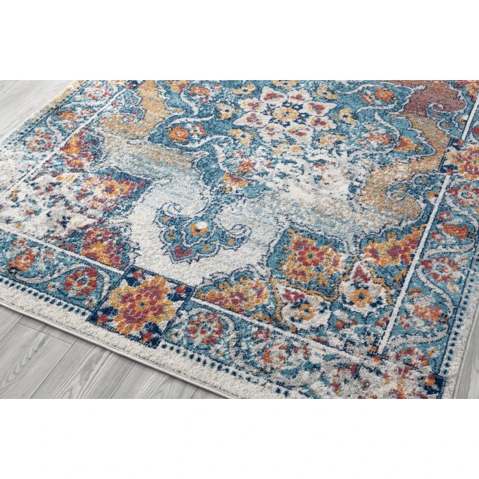 Amer Alexandria Nieve Orange Bordered Area Rug 5'1"x7'6"