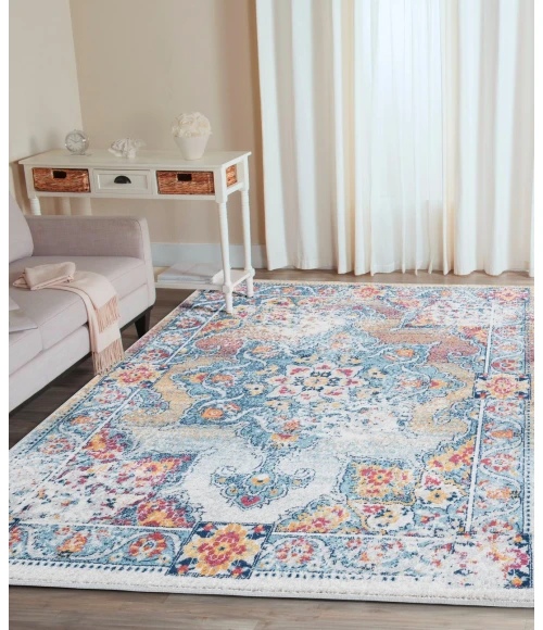 Amer Alexandria Nieve Orange Bordered Area Rug 7'9"x9'9"