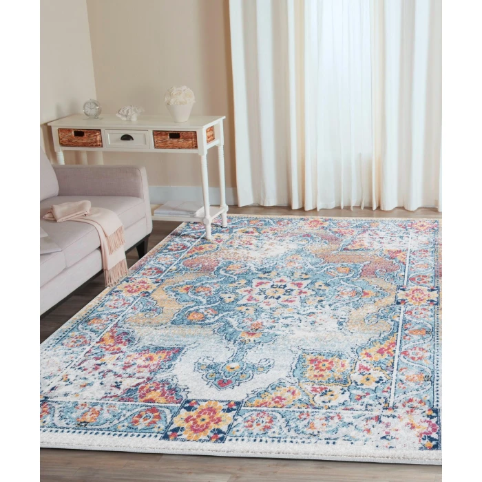 Amer Alexandria Nieve Orange Bordered Area Rug 5'1"x7'6"