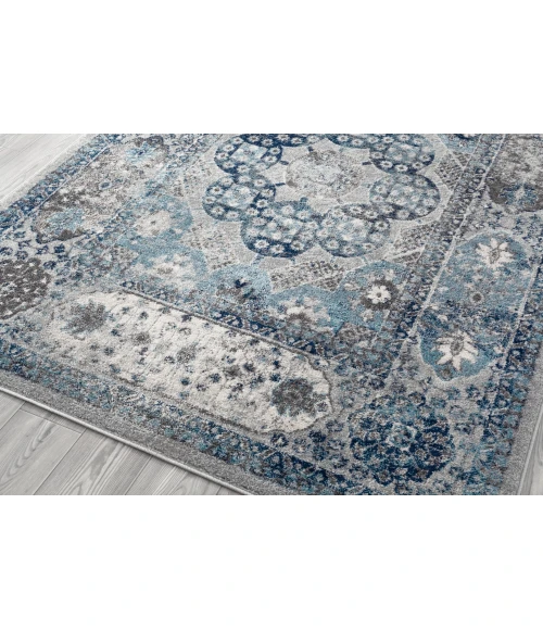 Amer Alexandria Loftus Gray Bordered Runner Rug 2'x6'