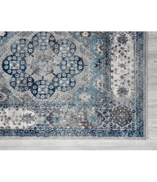 Amer Alexandria Loftus Gray Bordered Runner Rug 2'x6'