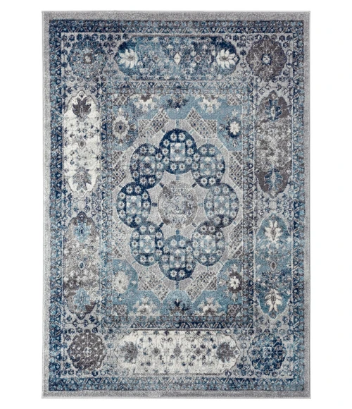Amer Alexandria Loftus Gray Bordered Area Rug 5'1"x7'6"