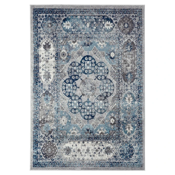 Amer Alexandria Loftus Gray Bordered Area Rug 8'9"x11'9"
