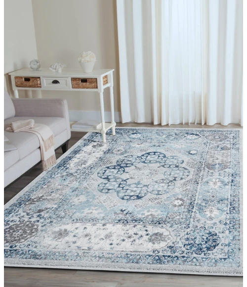 Amer Alexandria Loftus Gray Bordered Area Rug 5'1"x7'6"