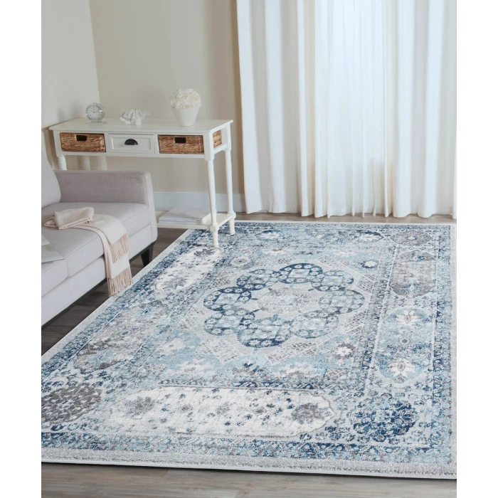 Amer Alexandria Loftus Gray Bordered Area Rug 8'9"x11'9"