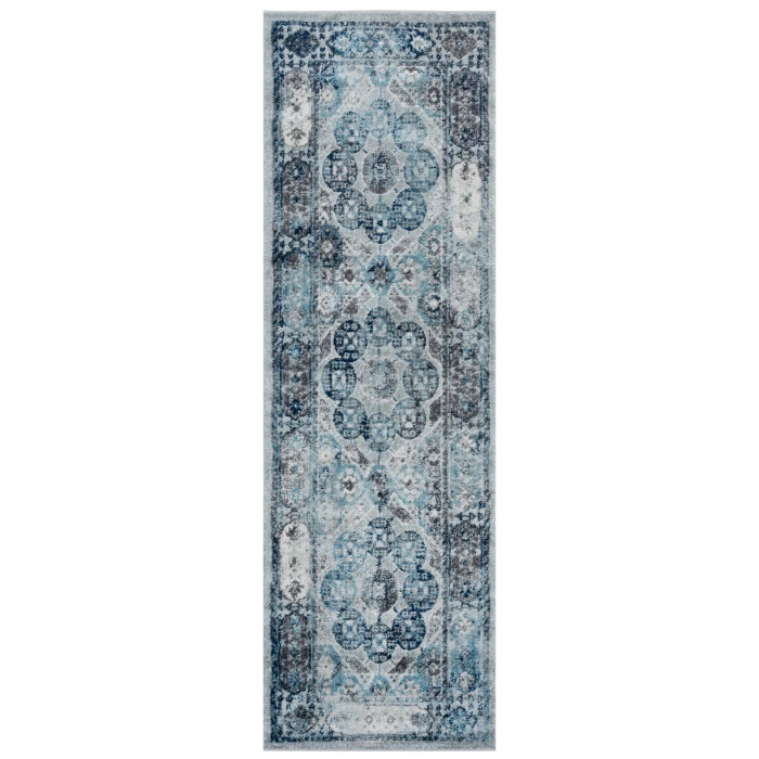 Amer Alexandria Loftus Gray Bordered Runner Rug 2'6"x10'3"