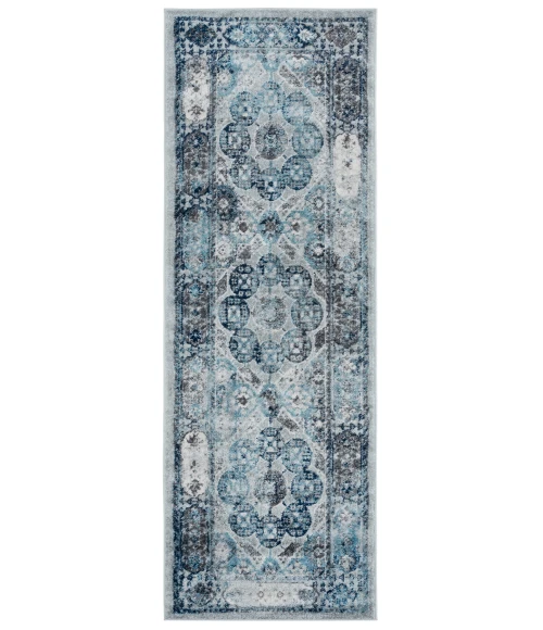 Amer Alexandria Loftus Gray Bordered Runner Rug 2'x6'