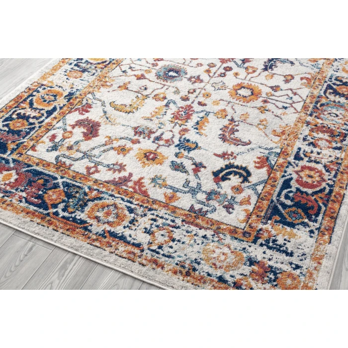Amer Alexandria Cochise Orange Bordered Round Rug 6'7"x6'7"