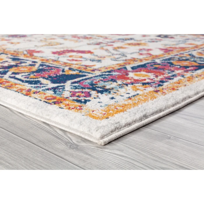 Amer Alexandria Cochise Orange Bordered Round Rug 6'7"x6'7"