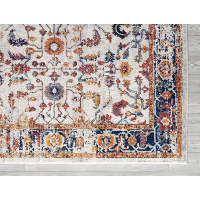 Amer Alexandria Cochise Orange Bordered Round Rug 6'7"x6'7"