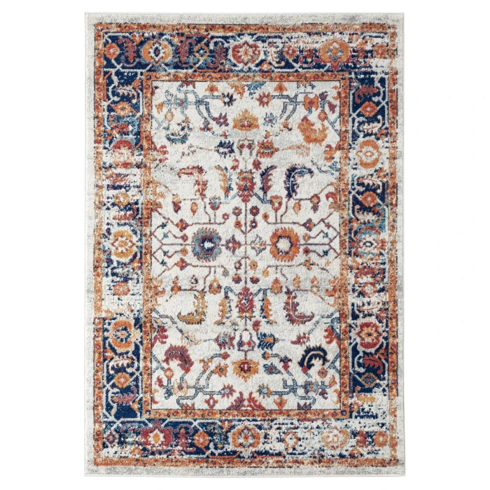 Amer Alexandria Cochise Orange Bordered Round Rug 6'7"x6'7"
