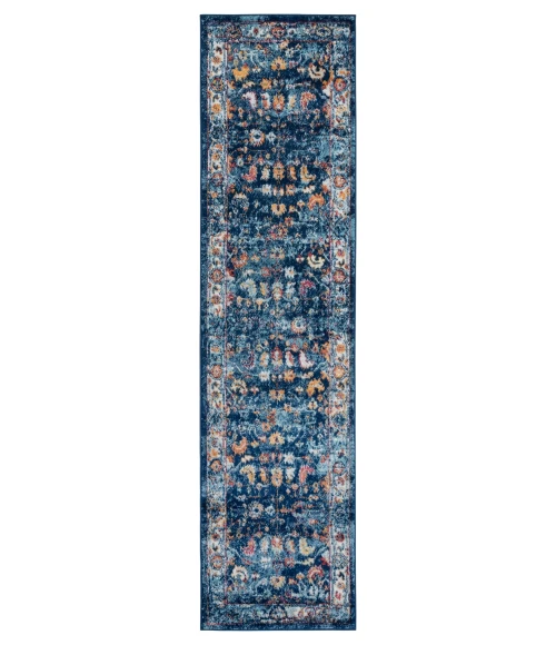 Amer Alexandria Cochise Blue Bordered Runner Rug 2'6"x10'3"