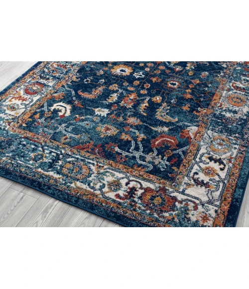 Amer Alexandria Cochise Blue Bordered Runner Rug 2'x6'