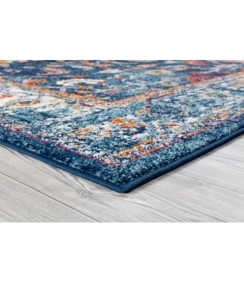 Amer Alexandria Cochise Blue Bordered Runner Rug 2'x6'