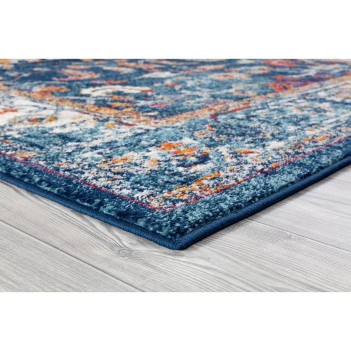 Amer Alexandria Cochise Blue Bordered Round Rug 6'7"x6'7"