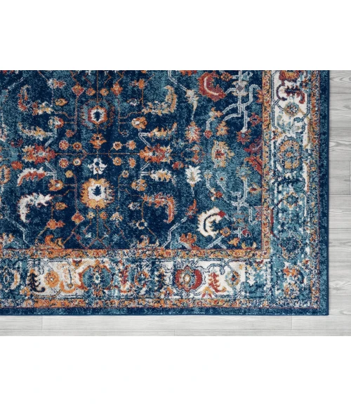Amer Alexandria Cochise Blue Bordered Runner Rug 2'x6'