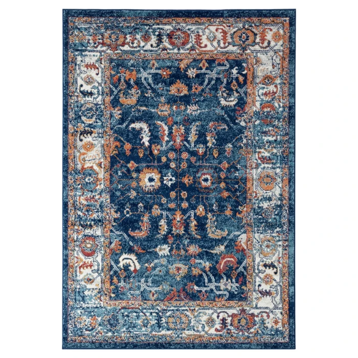 Amer Alexandria Cochise Blue Bordered Round Rug 6'7"x6'7"