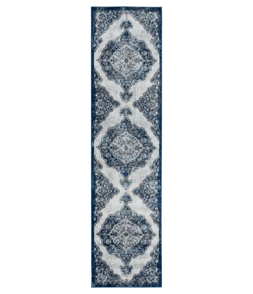 Amer Alexandria Wiltshire Navy Medallion Runner Rug 2'6"x10'3"