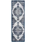 Amer Alexandria Wiltshire Navy Medallion Runner Rug 2'x6'