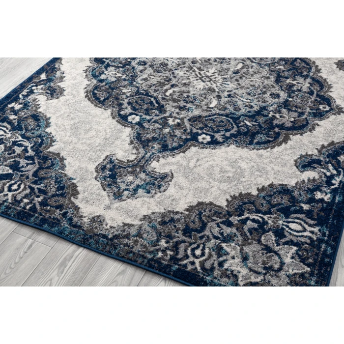 Amer Alexandria Wiltshire Navy Medallion Round Rug 6'7"x6'7"