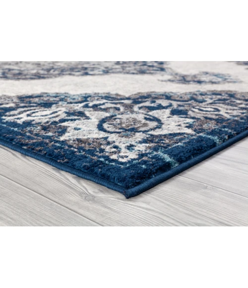 Amer Alexandria Wiltshire Navy Medallion Area Rug 7'9"x9'9"