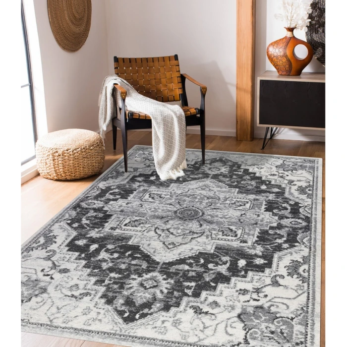 Alexandria Yana Dark Gray Medallion Area Rug