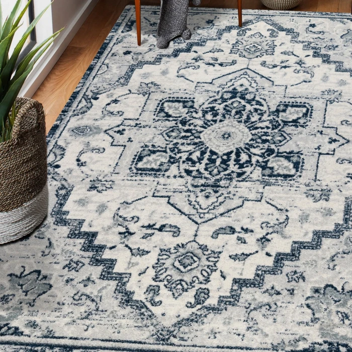 Alexandria Yana Deep Blue Medallion Area Rug