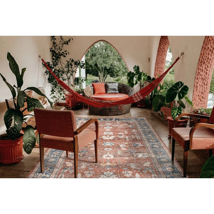 Amer Arcadia Northam Red Oriental Polyester Red Runner Rug 2'7"x10'