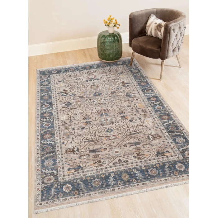 Amer Arcadia Northam Beige Oriental Polyester Area Rug 5'x7'8"
