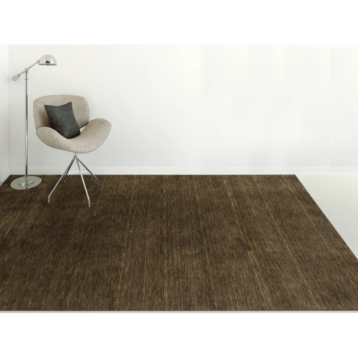 Amer Arizona Rye Solid Chocolate Brown Handwoven Wool Area Rug 4'x6'