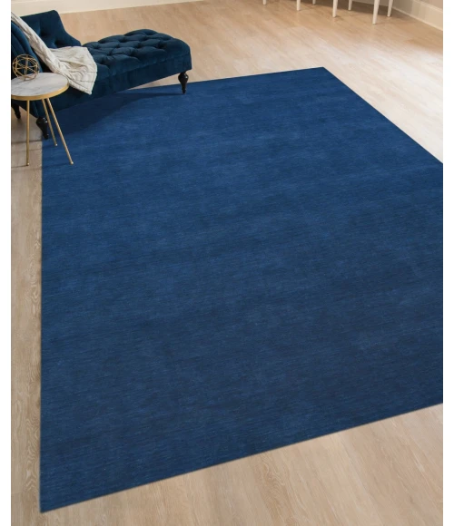 Amer Arizona Rye Solid Navy Blue Handwoven Wool Area Rug 5'x8'