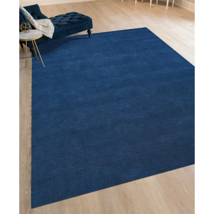 Amer Arizona Rye Solid Navy Blue Handwoven Wool Area Rug 5'x8'