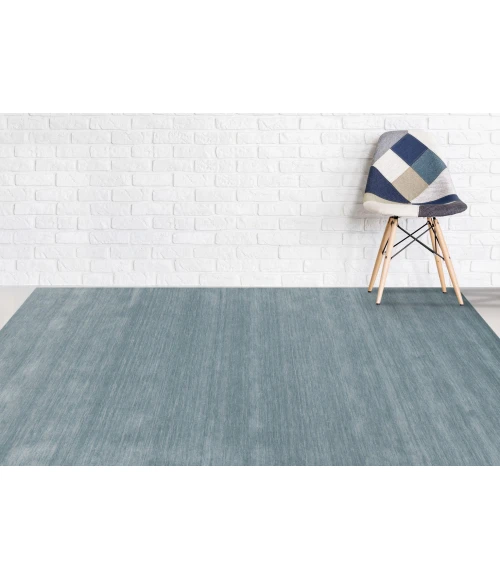 Amer Arizona Rye Solid Light Blue Handwoven Wool Area Rug 5'x8'